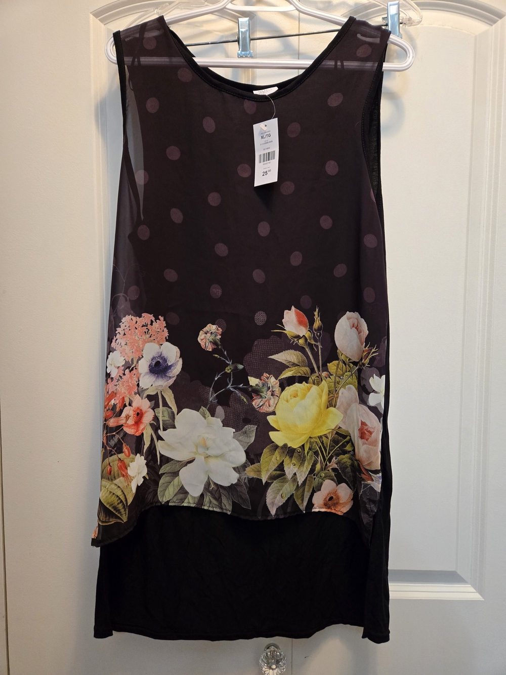 Suzy Sheer Black Dress with Floral Pattern